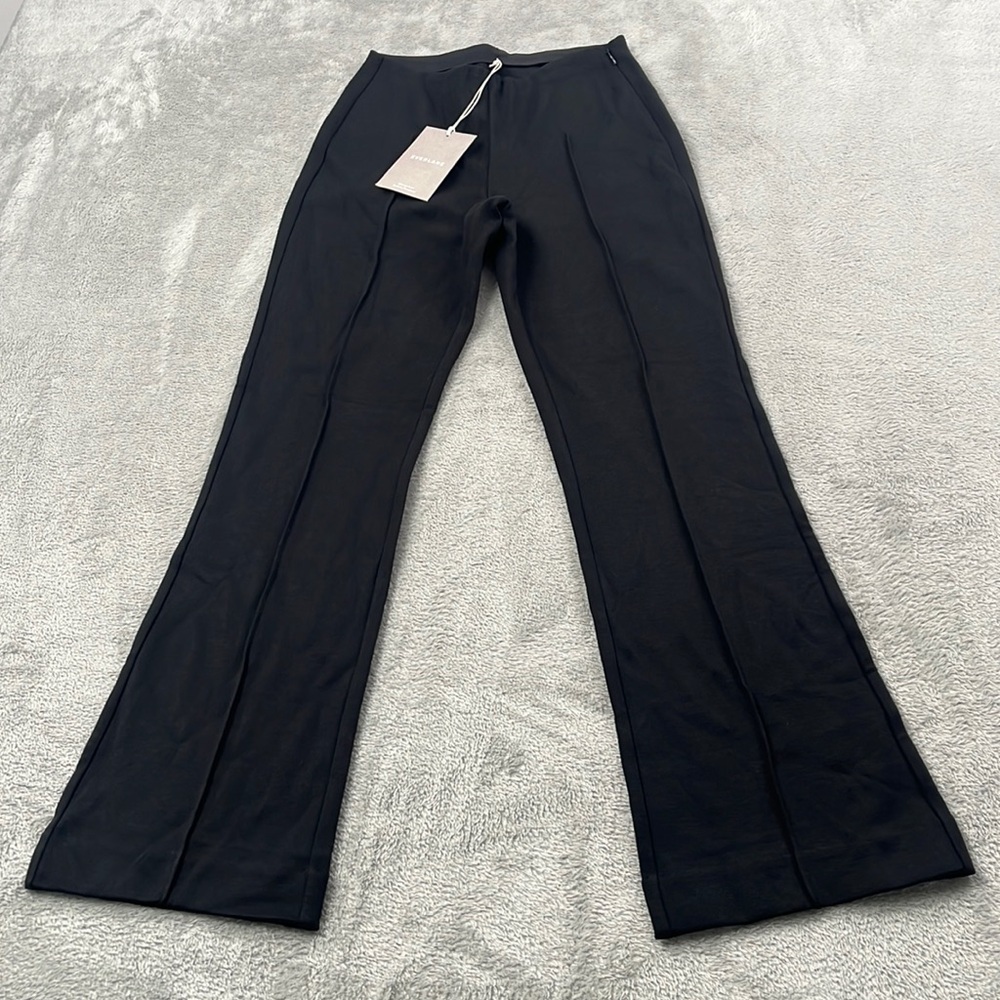 NEW Everlane XS The Dream Pant Kick‎ Flare Black Cotton Blend Pull On Adjustable